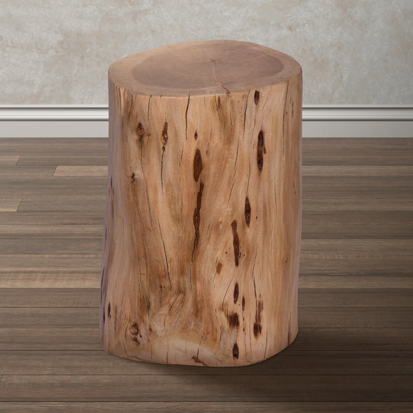 Benzara 17 Inch Accent Stump Stool End Table Live Edge Acacia Wood Log With Grain And Knot Details Natural Brown - UPT-272548