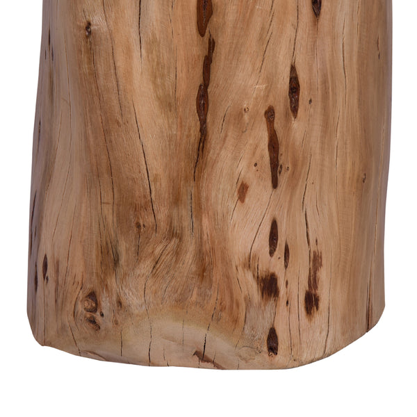 Benzara 17 Inch Accent Stump Stool End Table Live Edge Acacia Wood Log With Grain And Knot Details Natural Brown - UPT-272548