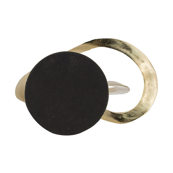 Benzara 17 Inch Modern Sculpture Gold Aluminum Tabletop Decor Loop Round Base - BM302686