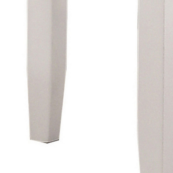 Benzara 18 Inch Vanity Stool Foam Cushion White Frame Metallic Gray Faux Leather - BM296763