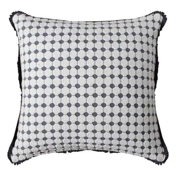 Benzara 18 X 18 Handcrafted Square Cotton Accent Throw Pillow Woven Dotted Tile Design Set Of 2 White Gray By The Urban Port
