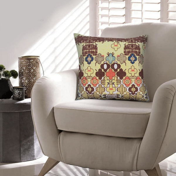 Benzara 18 X 18 Square Accent Pillows Printed Unique Quatrefoil Design Set Of 2 Multicolor By The Urban Port