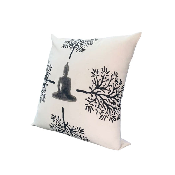 Benzara 18 X 18 Square Accent Throw Pillows Meditating Buddha Polyester Filling Set Of 2 Gray White By The Urban Port