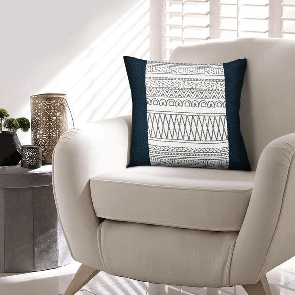 Benzara 18 X 18 Square Cotton Accent Throw Pillows Aztec Linework Pattern Set Of 2 Off White Black By The Urban Port
