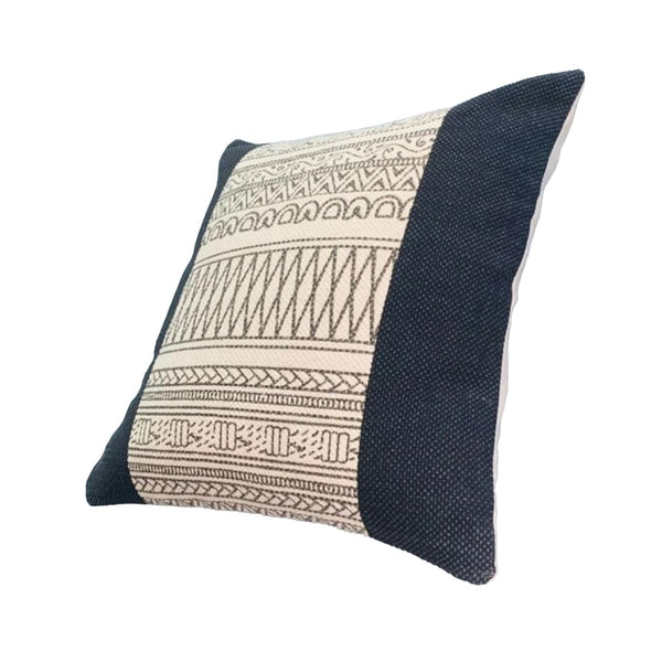 Benzara 18 X 18 Square Cotton Accent Throw Pillows Aztec Linework Pattern Set Of 2 Off White Black By The Urban Port