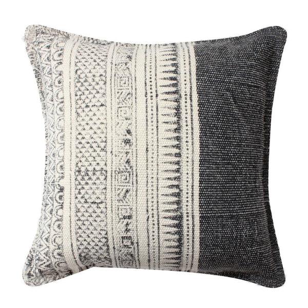 Benzara 18 X 18 Square Handwoven Accent Throw Pillow Polycotton Dhurrie Kilim Pattern Front Set Of 2 White Gray By The Urban Port