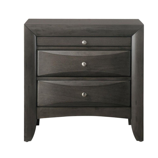 Benzara 2 Drawer Wooden Nightstand With 1 Pull Out Tray Gray - BM185892