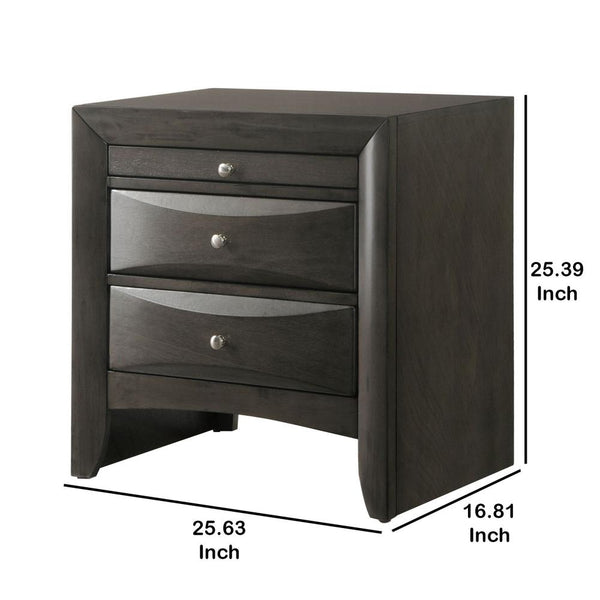Benzara 2 Drawer Wooden Nightstand With 1 Pull Out Tray Gray - BM185892