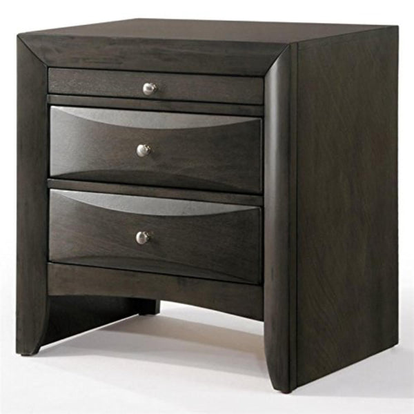 benzara 2 Drawer Wooden Nightstand with 1 Pull Out Tray Gray - BM185892