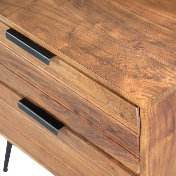 Benzara 2 Drawer Wooden Nightstand With Metal Angled Legs Black And Brown - UPT-195128