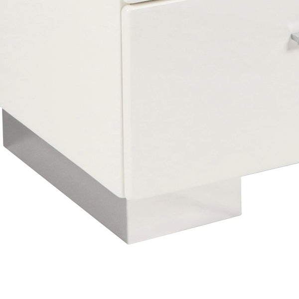 Benzara 2 Drawer Wooden Nightstand With Metal Base And Bar Handles White - BM223271