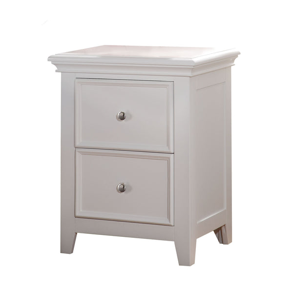 Benzara 2 Drawer Wooden Nightstand With Metal Knobs White - BM186039