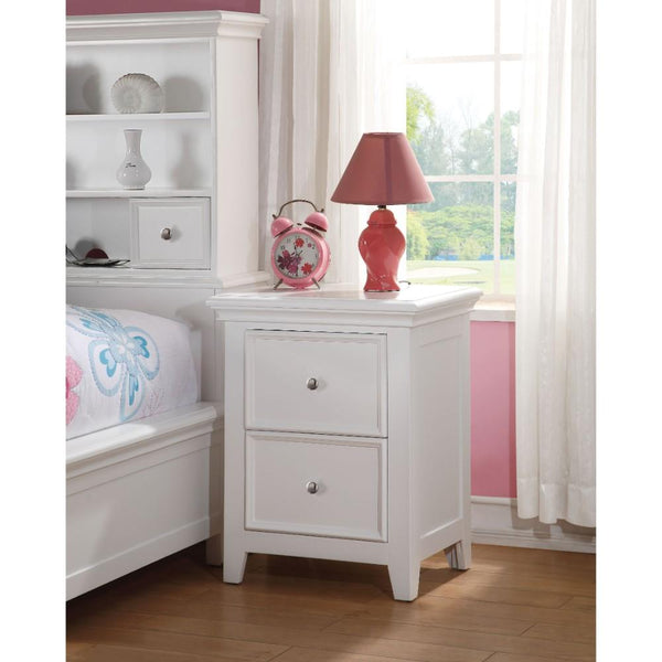 benzara 2 Drawer Wooden Nightstand with Metal Knobs White - BM186039