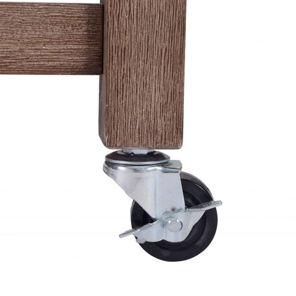 Benzara 2 Drawers Wooden Kitchen Cart With Metal Top And Casters Gray And Brown - BM209090