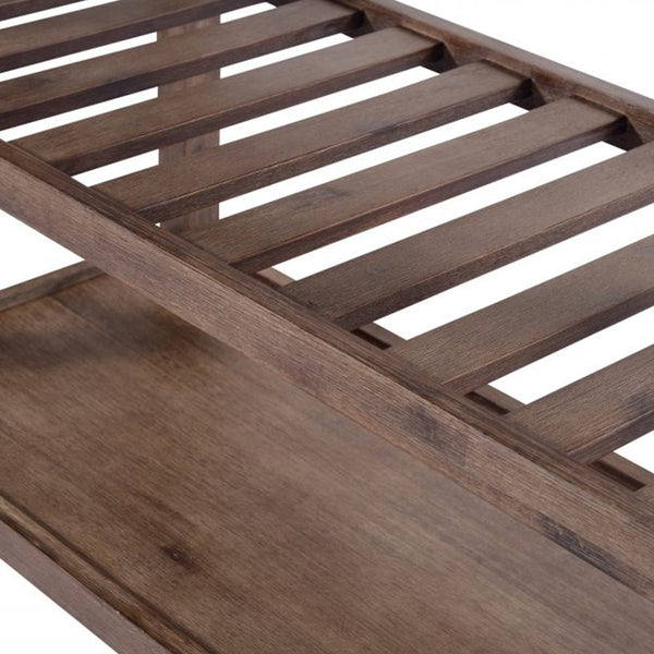 Benzara 2 Drawers Wooden Kitchen Cart With Metal Top And Casters Gray And Brown - BM209090