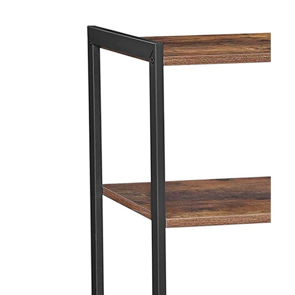 Benzara 2 Mesh Basket And 6 Hooks Wood And Metal Frame Bakers Rack Brown And Black - BM217105