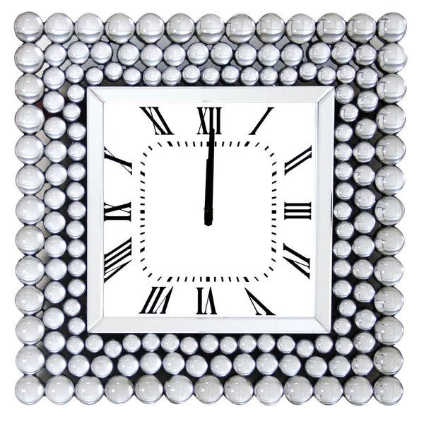 Benzara 20 Inch Mirrored Wall Clock With Jeweled Accents Silver - BM184771