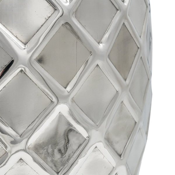 Benzara 20 Inch Stool Table Modern Aluminum Metal Drum Shape Elegant Silver - BM284729