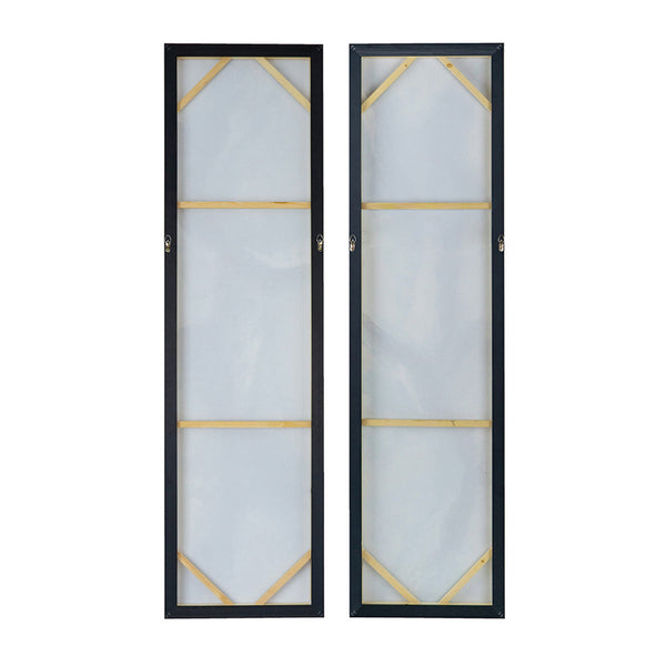 Benzara 20 X 71 Tall Framed Wall Art Oil Painting Set Of 2 Blue And Gold Canvas - BM312858