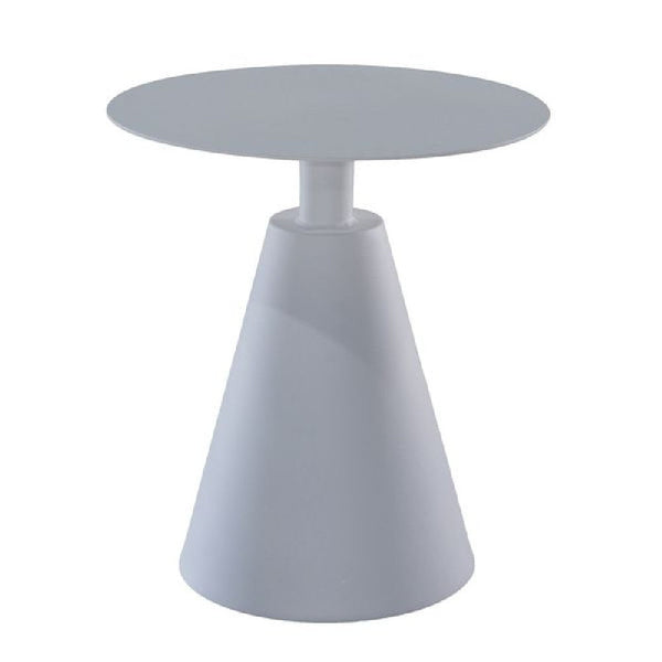 Benzara 22 Inch Outdoor Aluminum Side Table With Cone Shaped Base White - BM272452