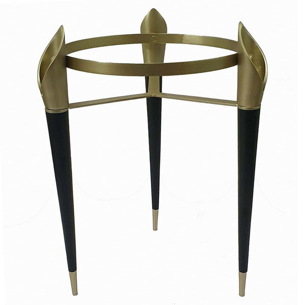 Benzara 22 Inch Planter On Stand Lily Design Modern Iron Legs Brass Black - BM284747