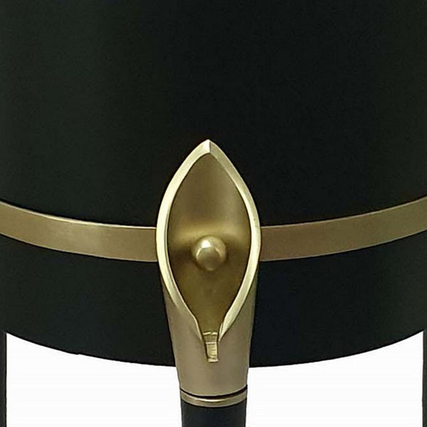 Benzara 22 Inch Planter On Stand Lily Design Modern Iron Legs Brass Black - BM284747