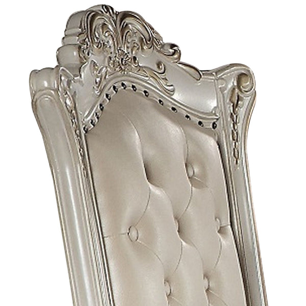 Benzara 24 Inch Executive Office Armchair Scrolled Molded Trim Antique Pearl - BM296847