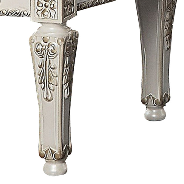 Benzara 24 Inch Executive Office Armchair Scrolled Molded Trim Antique Pearl - BM296847