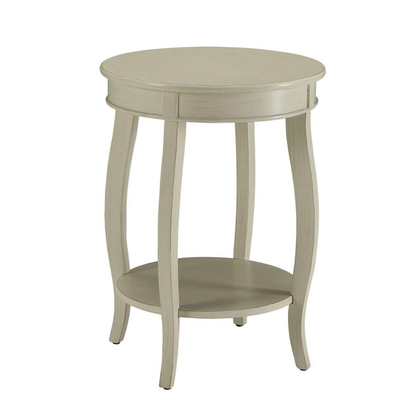 Benzara 24 Inch Round Side Table With Open Bottom Shelf White - BM157288