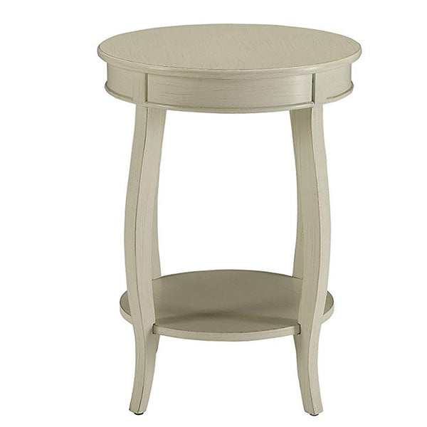 benzara 24 Inch Round Side Table with Open Bottom Shelf White - BM157288