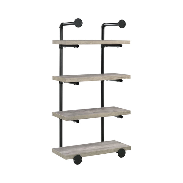 Benzara 24 Inches 4 Tier Wood And Metal Wall Shelf Gray And Black - BM229650