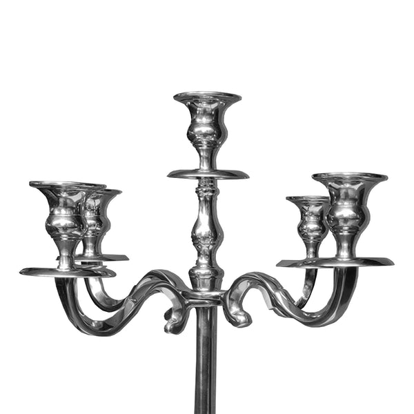 Benzara 24 Inches Handcrafted 5 Arms Aluminum Candelabra In Traditional Style Polished Silver - BM01832