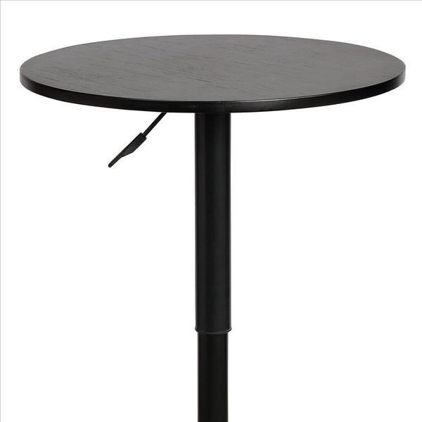 Benzara 24 Inches Round Adjustable Pub Table With Metal Base Black - BM236681
