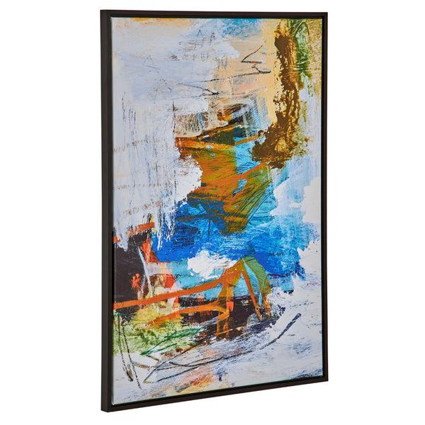 Benzara 25 X 37 Handcrafted Wall Art Abstract Giclee Black Frame Multicolor - BM315752