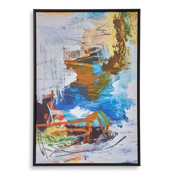 benzara 25 x 37 Handcrafted Wall Art Abstract Giclee Black Frame Multicolor - BM315752