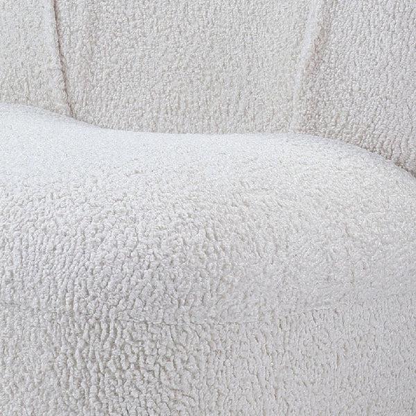 Benzara 27 Inch Teddy Sherpa Fabric Curved Accent Chair Swivel Function White - BM273227