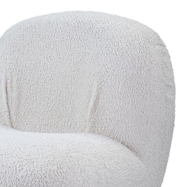 Benzara 27 Inch Teddy Sherpa Fabric Curved Accent Chair Swivel Function White - BM273227