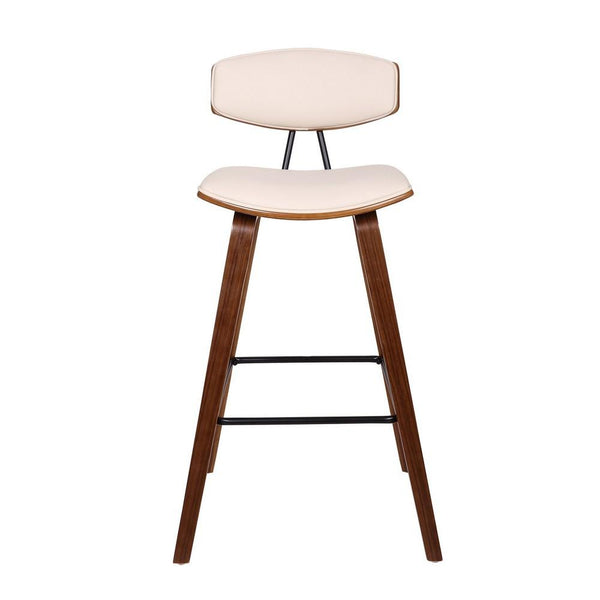 Benzara 28.5 Inches Contoured Seat Leatherette Barstool Cream - BM236650