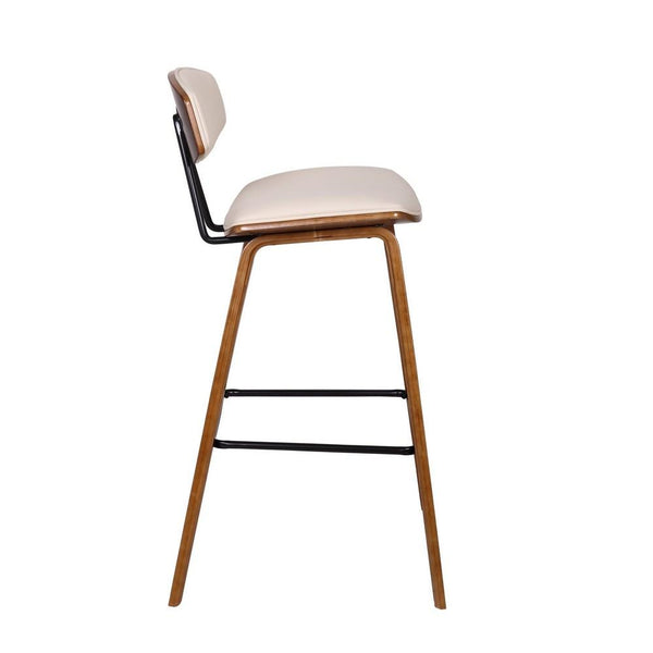 Benzara 28.5 Inches Contoured Seat Leatherette Barstool Cream - BM236650
