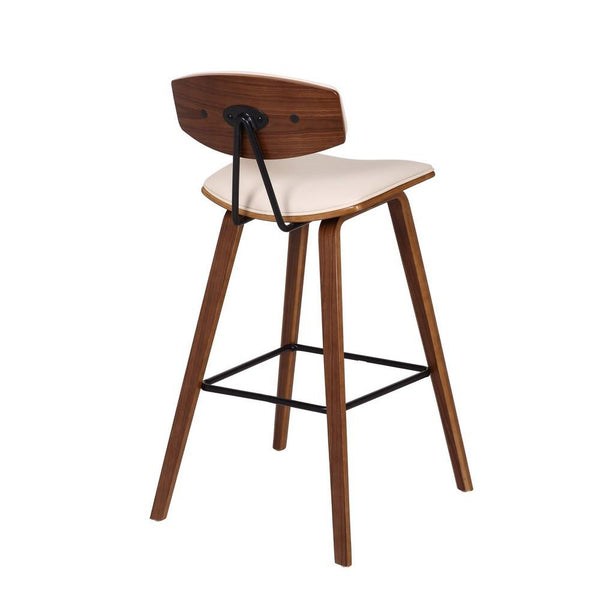 Benzara 28.5 Inches Contoured Seat Leatherette Barstool Cream - BM236650