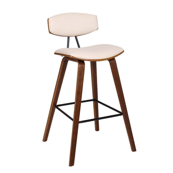 benzara 28.5 Inches Contoured Seat Leatherette Barstool Cream - BM236650