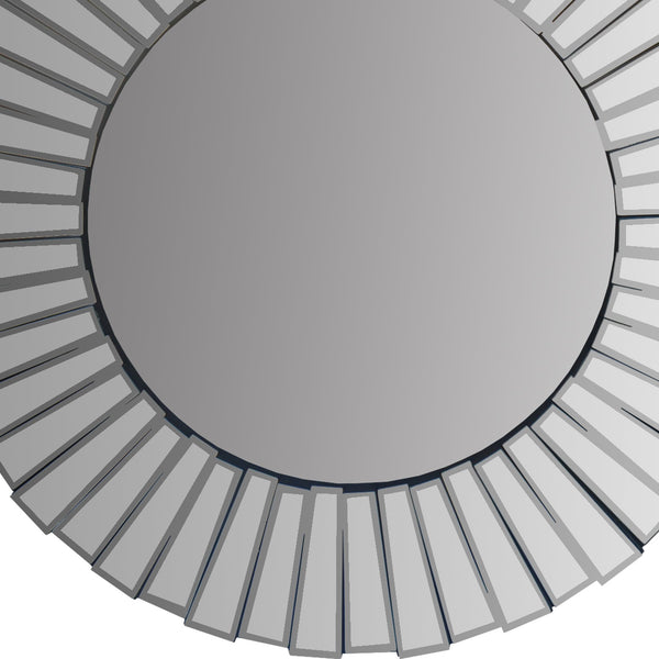 Benzara 28 Inch Round Floating Wall Mirror With Mirrored Frame Work Silver - UPT-226276