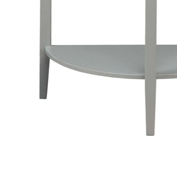 Benzara 28 Inch Wooden Half Moon Console Table With Bottom Shelf Gray - BM191264