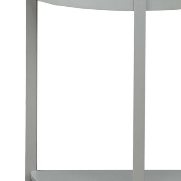 Benzara 28 Inch Wooden Half Moon Console Table With Bottom Shelf Gray - BM191264