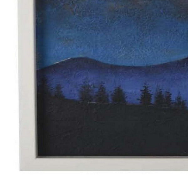 Benzara 28 X 28 Framed Wall Art Painting Mountains Natural Fiber Multicolor - BM315586