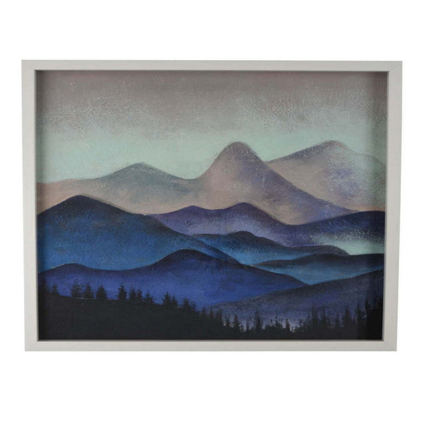 benzara 28 x 28 Framed Wall Art Painting Mountains Natural Fiber Multicolor - BM315586