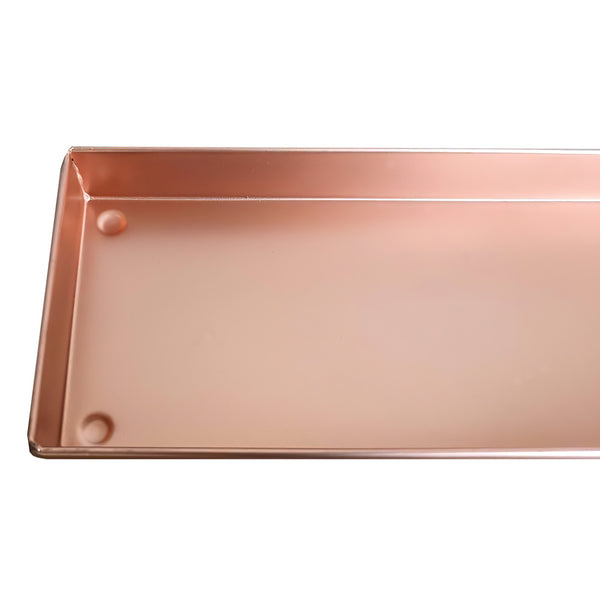 Benzara 29 Inch Rectangular Metal Windowsill Planter Tray Trim Edges Large Copper - BM195220