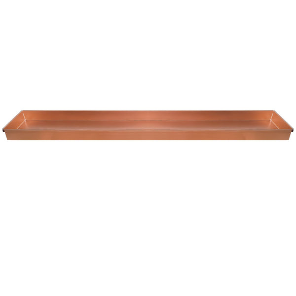 Benzara 29 Inch Rectangular Metal Windowsill Planter Tray Trim Edges Large Copper - BM195220