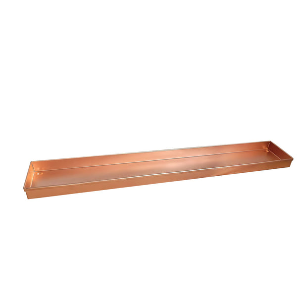 benzara 29 Inch Rectangular Metal Windowsill Planter Tray Trim Edges Large Copper - BM195220