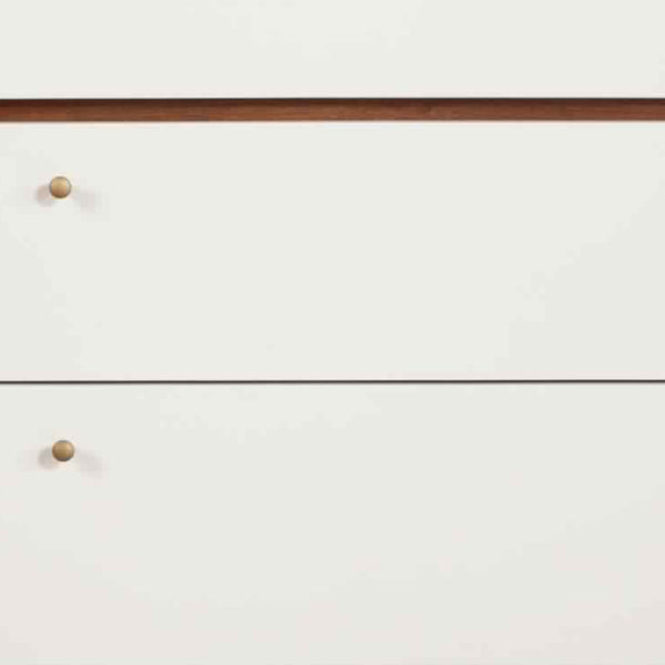 Benzara 3 Drawer Wood Chest With Round Pulls And Angled Legs Small White And Brown - BM220498